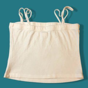White Double Spaghetti Strap Tank Top Crop Top